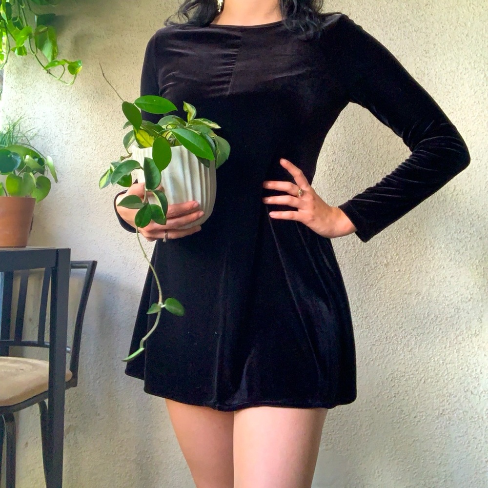 \\SOLD// White Stag Vintage Black Velvet Dress Small (4/6)